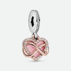 Pink and Rose Gold Heart Charm for Pandora Bracelets